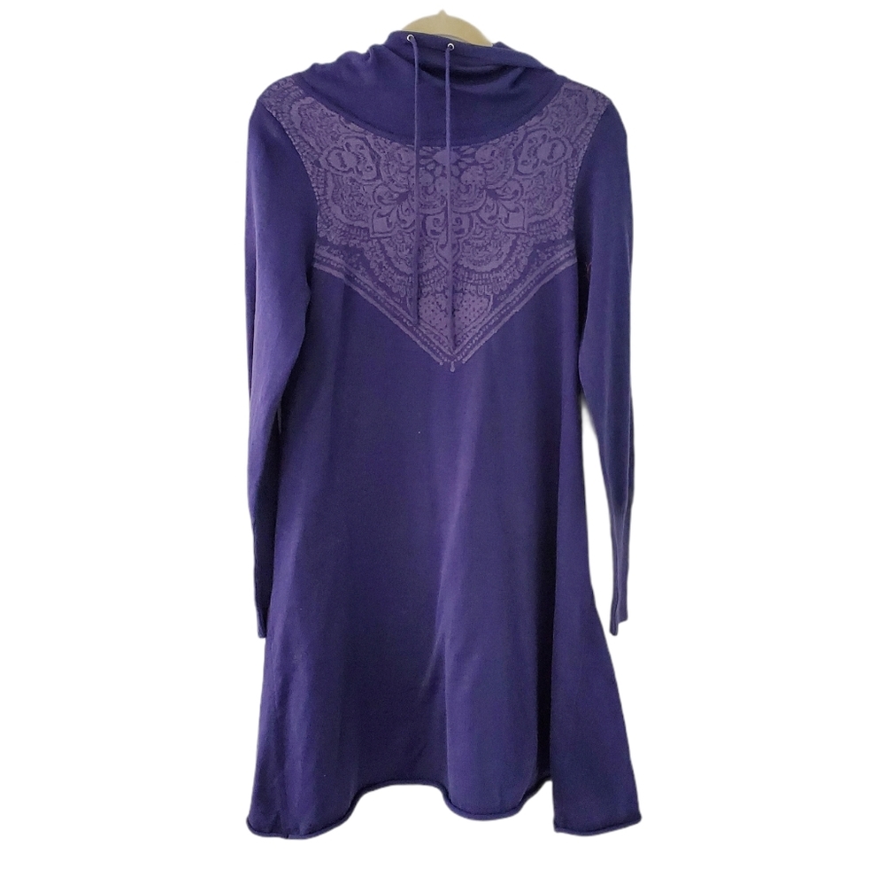 PrAna Patterned Funnel Neck Hooded Sweater Dress M